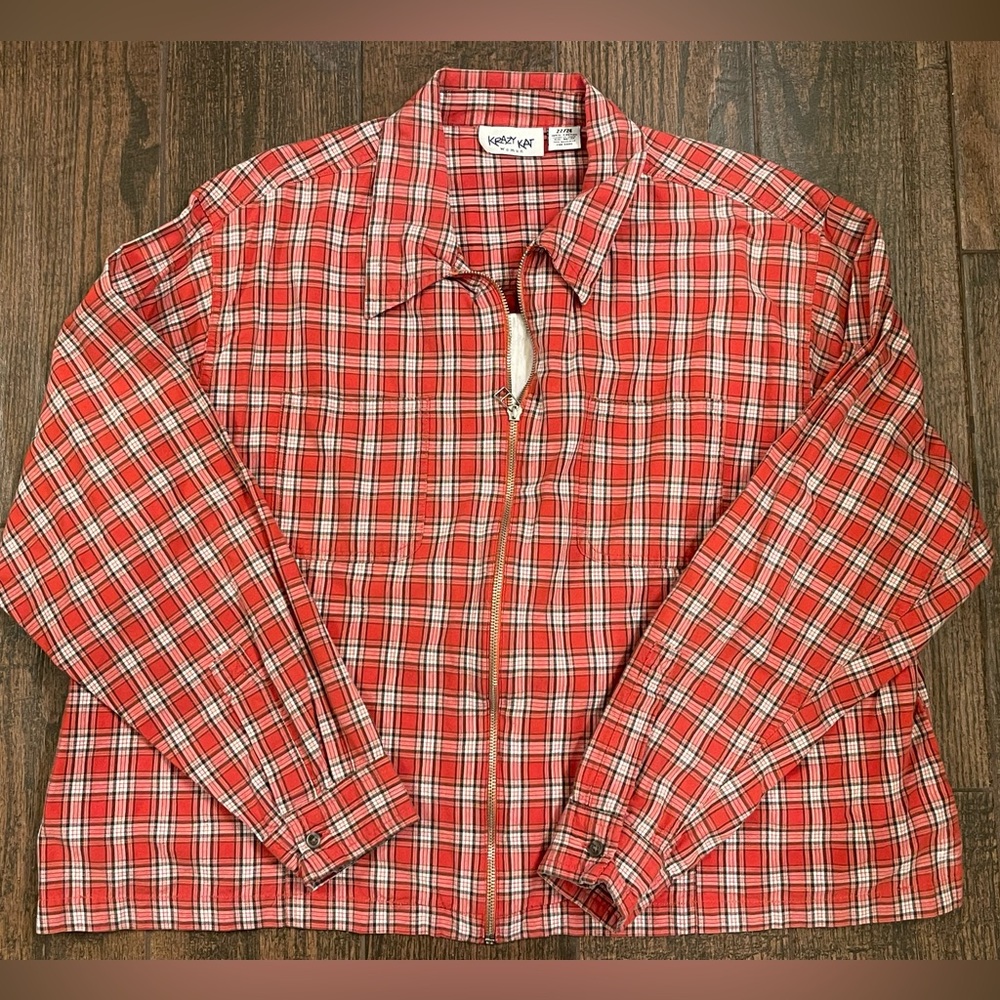 Long Sleeve Cotton Zip Front Shirt Jacket w/ Built-in Tank Top Size 22 24